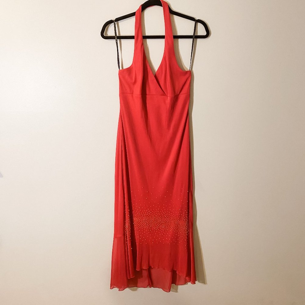 Halter top dress sheer over sold material pink